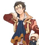  alvin_(tales_of_xillia) bad_id brown_eyes brown_hair cravat dokkoi_shouichi gloves long_sleeves male scarf smile solo tales_of_(series) tales_of_xillia 