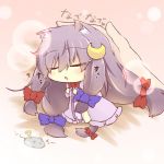  animal_ears blush_stickers bow cat_ears cat_tail chibi closed_eyes crescent eyes_closed hair_bow hands hazuki_ruu kemonomimi_mode long_hair minigirl mouse patchouli_knowledge petting purple_hair solo tail touhou toy 