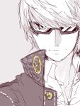  close-up glasses grey_eyes narukami_yuu persona persona_4 school_uniform short_hair simple_background smirk solo tegaki 