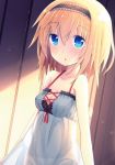  alice_margatroid bad_id blonde_hair blue_eyes breasts cleavage hairband nightgown oruton panties see-through short_hair solo touhou underwear 