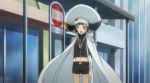  amano_akira animated animated_gif black_hair blue_eyes building cape city gif hat katekyo_hitman_reborn katekyo_hitman_reborn! long_hair lowres shorts solo standing uni_(reborn) wind 