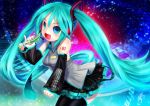  aqua_eyes aqua_hair hatsune_miku open_mouth skirt tashiro_yuu twintails vocaloid 