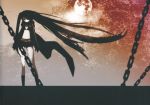  black_hair black_rock_shooter black_rock_shooter_(character) chain huke kuroi_mato long_hair moon scan sky twintails 