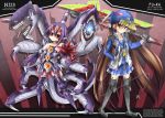  armor axe brown_eyes brown_hair desco disgaea engrish hat horns kazamatsuri_fuuka kuragari long_hair makai_senki_disgaea makai_senki_disgaea_4 mecha multiple_girls purple_hair ranguage red_eyes tail tentacle tentacles weapon 