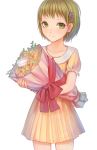  bouquet dress flower green_eyes hair_ornament huang_baoling short_hair simple_background solo tiger_&amp;_bunny tyun white_background 