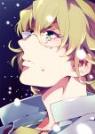  bad_id barnaby_brooks_jr blonde_hair bust glasses green_eyes jacket jewelry male manly_tears necklace nyon snowing solo tears tiger_&amp;_bunny 