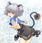  animal_ears basket face foreshortening grey_hair hands jewelry leaning_forward looking_at_viewer mattie mouse mouse_ears mouse_tail nazrin open_mouth pendant pink_eyes pointing purple_eyes short_hair solo tail touhou violet_eyes 