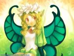  blonde_hair butterfly_wings copyright_notice fairy flower gina_chacon gina_chacã£â³n gina_chacã³n ginilla_(saiyagina) hair_flower hair_ornament mercedes odin_sphere pointy_ears solo wallpaper watermark wings 
