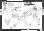  english engrish grayscale greyscale gun highres japanese mecha monochrome neon_genesis_evangelion pistol plugsuit ranguage translation_request weapon 