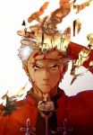 archer blood blood_on_face crimo dark_skin fate/stay_night fate_(series) gears male solo sword unlimited_blade_works weapon white_hair 