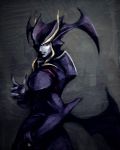  black blue_skin capcom claws dark darkstalkers fingernails jedah_dohma long_fingernails looking_back male smile solo utei_so vampire_(game) wings 