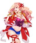  blonde_hair blue_eyes bracelet breasts choker jewelry long_hair macross macross_frontier maya_(many_pictures) microphone midriff open_mouth ring sheryl_nome shorts singing solo 