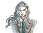  dkuwui formal grey_hair hair_ornament hairclip lips long_hair male necktie pale_skin silver_hair simple_background solo suit tiger_&amp;_bunny white_background yuri_petrov 