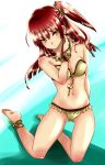  anklet armlet bandeau bare_legs barefoot bikini bracelet chain chains d_ducky feet gold jewelry magi_the_labyrinth_of_magic morgiana navel necklace o-ring_top red_hair redhead ring side_ponytail swimsuit yellow_eyes 
