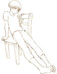  chair feet gake_no_ue_no_ponyo jas monochrome risa_(ponyo) sitting sitting_sideways solo studio_ghibli toes 