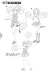  :d ;d absurdres artist_request cheerleader copyright_request hairband highres kneehighs monochrome multiple_girls open_mouth pom_poms ponytail shoes smile sneakers translated translation_request wink 