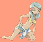  bikini blue_hair flower hair_flower hair_ornament inazuma_eleven inazuma_eleven_(series) solo swimsuit urabe_rika 