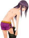  ass blush boxer_shorts boxers embarrassed long_hair looking_back male purple_eyes purple_hair sweat tales_of_(series) tales_of_vesperia topless underwear undressing violet_eyes yuri_lowell 