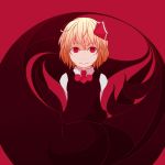  bad_id blonde_hair dise hair_ribbon red_background red_eyes ribbon rumia short_hair solo the_embodiment_of_scarlet_devil touhou youkai 