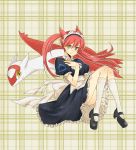  azusa_(sarie303030) dual_persona dual_personna error high_heels kneehighs latias long_hair maid maid_headdress mary_janes moemon personification plaid plaid_background pokemon pokemon_emerald pokemon_rse pokemon_special red_hair shoes smile yellow_eyes 