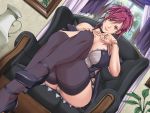  bracelet breasts chair choker curtains dutch_angle fingernails game_cg hair_ornament hairpin jewelry legs lingerie lipstick makeup mamiya_marie marie_mamiya mole panties pantyshot pantyshot_(sitting) pantyshot_sitting red_hair redhead sei_shoujo shoes short_hair sitting smile solo starless thick_thighs thigh-highs thighhighs thighs underwear vase window yellow_eyes 