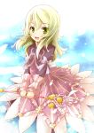  altivr blonde_hair bow dress elise_lutas elise_lutus frills green_eyes highres kanzaki_sora light_particles long_hair ribbon ruffles smile solo sparkle tales_of_(series) tales_of_xillia wand 