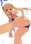  absurdres bikini blue_eyes choker copyright_request flat_chest gradient_hair hair_ornament highres long_hair mibu_natsuki multicolored_hair open_mouth smile solo swimsuit twintails 