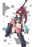  altenate_costume alternate_costume alternate_hairstyle bikini_top boots detached_sleeves goggles gun hair_ornament haku_(artist) haku_(sabosoda) midriff navel ponytail rifle scarf short_shorts shorts solo tengen_toppa_gurren_lagann thigh-highs thighhighs weapon yellow_eyes yoko_littner 