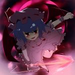  blue_hair fangs hat moon red_eyes red_moon remilia_scarlet shize_(coletti) solo spear_the_gungnir touhou wings xyxy0707 