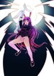  animal_ears bad_id blazer blush bunny_ears full_moon gradient gradient_background highres kneehighs legs long_hair looking_at_viewer mary_janes mochisuke_teru moon no_pants open_mouth oversized_object panties pink_panties purple_hair red_eyes red_hair redhead reisen_udongein_inaba shoes solo striped striped_panties syringe thigh-highs thighhighs thighs touhou underwear very_long_hair white_legwear 