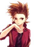  brown_eyes brown_hair coat himishiro lloyd_irving male shirt solo spiked_hair spiky_hair tales_of_(series) tales_of_symphonia wet 