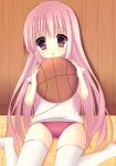  basketball buruma gym_uniform hakamada_hinata hayuki_hayu long_hair pink_eyes pink_hair ro-kyu-bu! rou-kyuu-bu! sitting thigh-highs thighhighs very_long_hair 