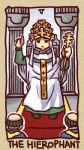  chair copyright_request cross hat ikkyuu lowres male mitre pope raised_hand robe sitting staff tarot the_hierophant throne 