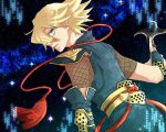  blonde_hair blue_eyes dutch_angle male origami_cyclone short_hair shuriken solo superhero takumitsu tiger_&amp;_bunny weapon 