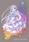  ano_hi_mita_hana_no_namae_wo_bokutachi_wa_mada_shiranai blue_eyes dress highres honma_meiko long_hair maple silver_hair sleeveless sleeveless_dress 