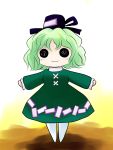 :3 dress ghost ghost_tail green_dress green_hair hat multiple_tails o_o outstretched_arms short_hair soga_no_tojiko solo tail touhou yume_shokunin 