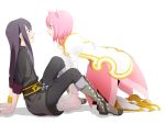  black_eyes black_hair bracelet cat_ears estellise_sidos_heurassein green_eyes highres jewelry long_hair open_mouth pink_hair sayaka_(ponkichi) short_hair tales_of_(series) tales_of_vesperia yuri_lowell 