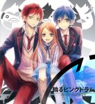  bad_id blue_hair brown_eyes brown_hair green_eyes long_hair mawaru_penguindrum mg_(3458) multiple_boys red_hair redhead school_uniform short_hair siblings takakura_himari takakura_kanba takakura_shouma title_drop 