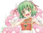  double_bun endou_hiroto endouhiroto flower gloves green_eyes green_hair highres original 