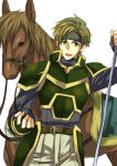  armor brown_hair fire_emblem fire_emblem:_rekka_no_ken green_eyes green_hair headband horse sain_(fire_emblem) solo 