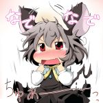  animal_ears blush capelet chibi dress grey_dress grey_hair hand_on_head jewelry mouse_ears mouse_tail nazrin necklace open_mouth pendant petting red_eyes short_hair tail tears touhou translated translation_request 