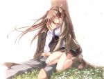  anna_(mirai_nostalgia) brown_hair game_cg grass koku mirai_nostalgia purple_software 