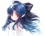  bow bust ephtracy face hair_bow kagetsu_tooya len light_smile looking_at_viewer melty_blood pointy_ears red_eyes simple_background solo strap_slip tsukihime 