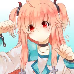  1girl cat_pose juri_(nattoutomato) long_hair necklace paw_pose pink_hair red_eyes school_uniform serafuku solo twintails yui_(angel_beats!) 