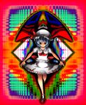  blue_hair hat highres noi psychedelic red_eyes remilia_scarlet solo touhou wings 
