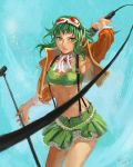  goggles goggles_on_head green_eyes green_hair gumi megpoid_(vocaloid3) microphone microphone_stand midriff short_hair skirt suspenders vocaloid yamakawa_(sato) ymkw 