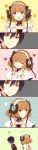  1boy 1girl :t black_hair bow braid brown_eyes brown_hair closed_eyes comic eyes_closed flower green_eyes hairband hands_together heart highres jude_mathis leia_roland light_smile long_image open_mouth pout short_hair silent_comic smile tales_of_(series) tales_of_xillia tall_image tayako 