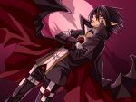  akatsuki_(kuon) black_hair cape choker cloud crossed_arms disgaea dutch_angle formal gloves glowing glowing_eye makai_senki_disgaea_4 male moon pants pointy_ears red_eyes solo suit valbatose valvatorez_(disgaea) vampire white_gloves 