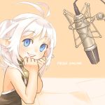  blue_eyes chin_rest elf grin kusacan microphone pointy_ears prius_online short_hair smile studio_microphone white_hair 