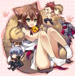  animal_ears baka_to_test_to_shoukanjuu blue_eyes blue_hair blush brown_eyes brown_hair cat_ears cat_tail chibi crossdressinging dullahan fang green_eyes hair_ornament hairclip killyoh kinoshita_hideyoshi kirishima_shouko multiple_boys pointy_ears sakamoto_yuuji tail trap tsuchiya_kouta yoshii_akihisa 